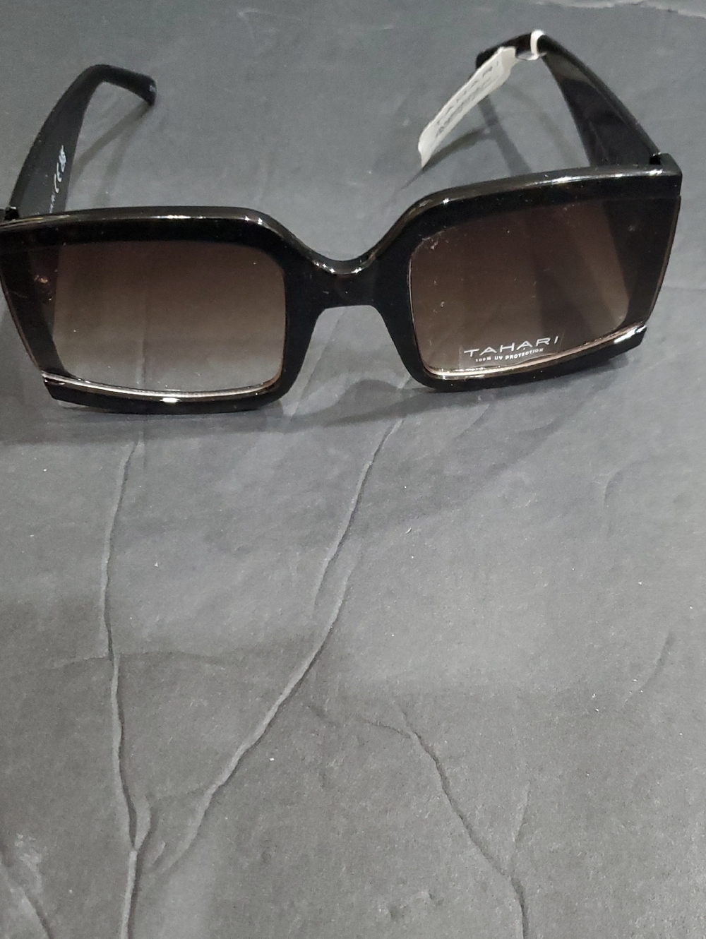 Tahari TH810 dark tortoiseshell oversized square glamourous wide arms sunglasses